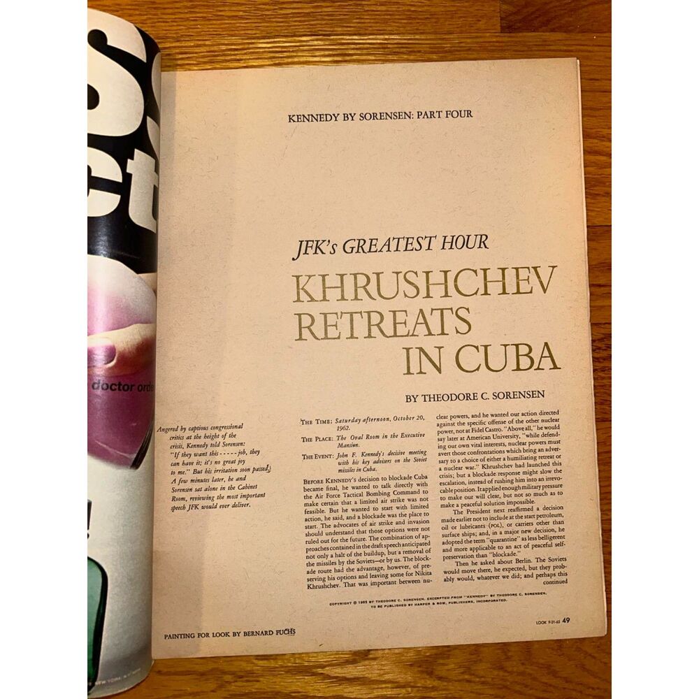 Look Magazine Kennedy by Sorenson Pt 4 9/21/1965 John F Kennedy JFK